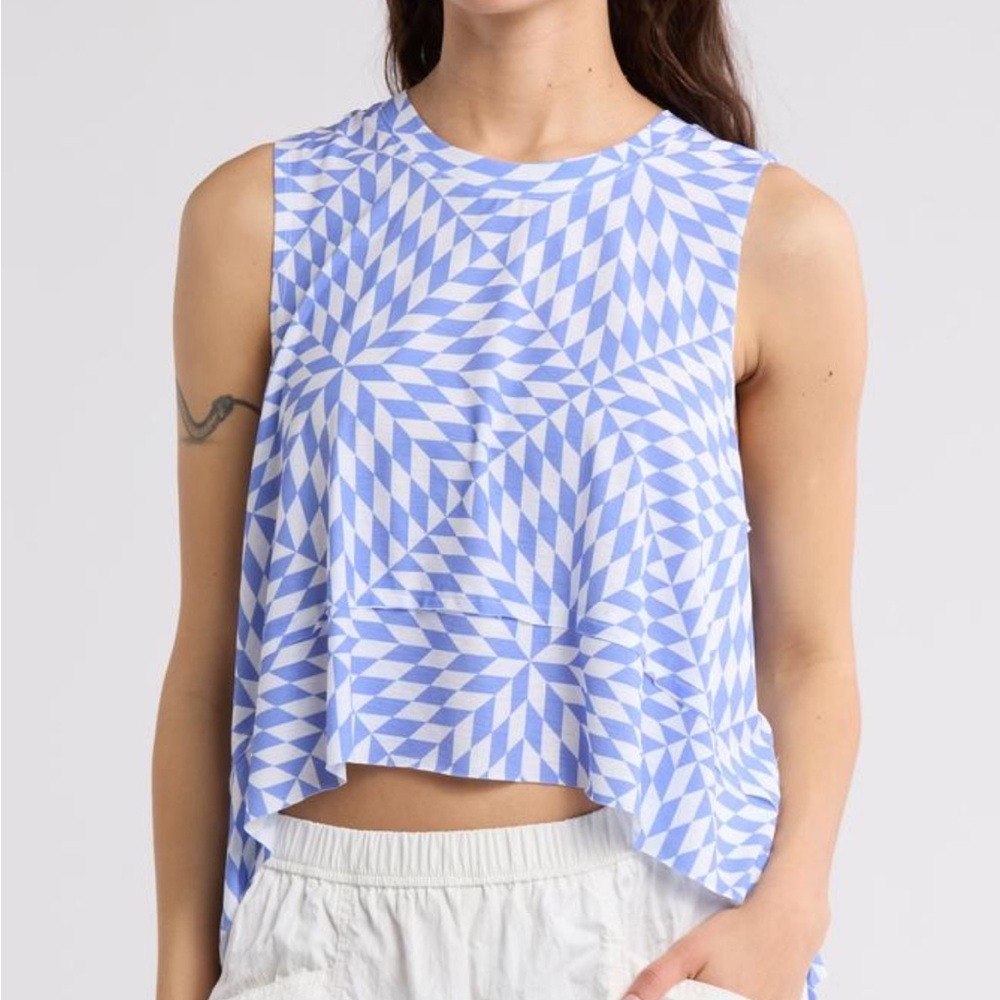 Free People Tempo Printed Tank - Blueberry Combo